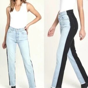 REVICE Two-Tone Light Blue and Black Straight Leg Jeans